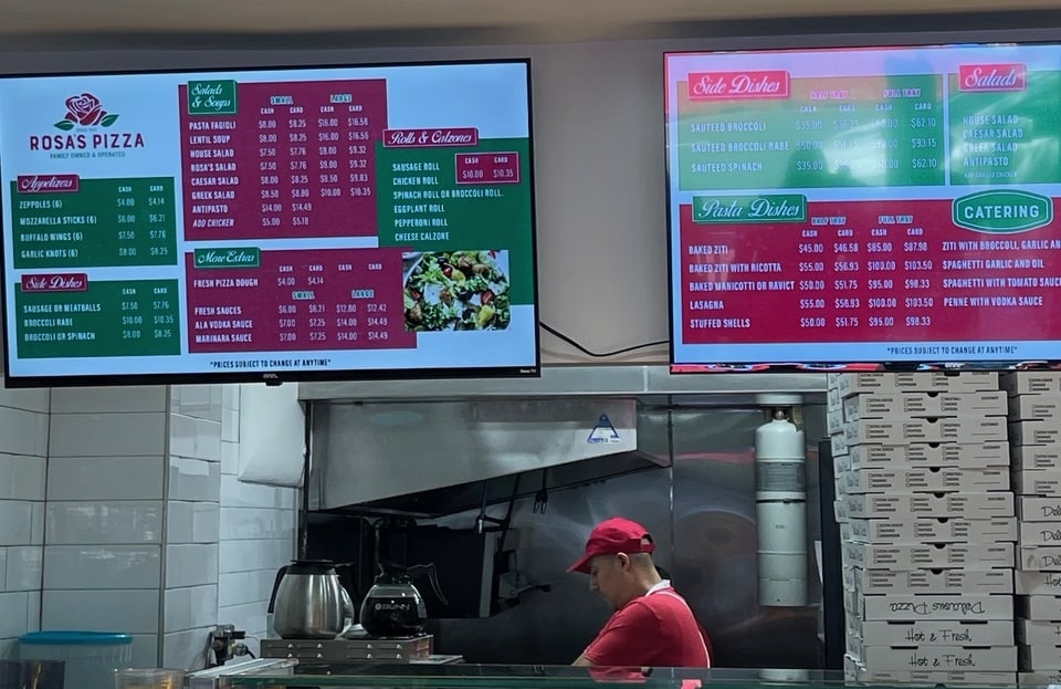 rosa's pizza menu