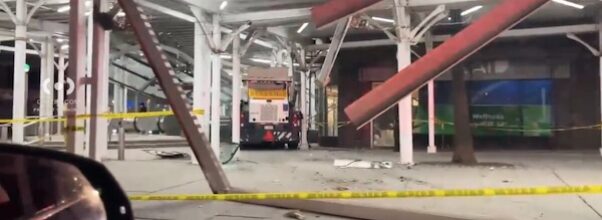 DSNY Vehicle Slams Into Scaffolding on Second Avenue