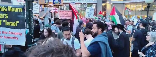 Demonstrators, Counterprotesters, and Police Converge Near East 67th Street Synagogue